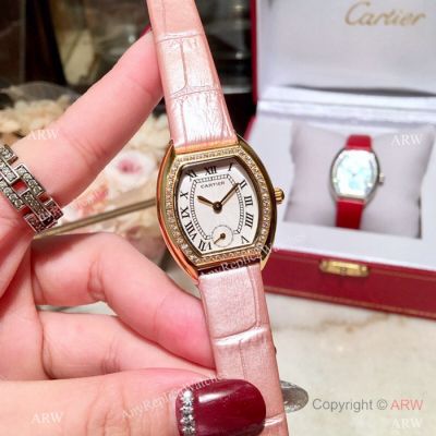 New Style Copy Cartier Tortue Ladies Watch - Gold Case White Dial
